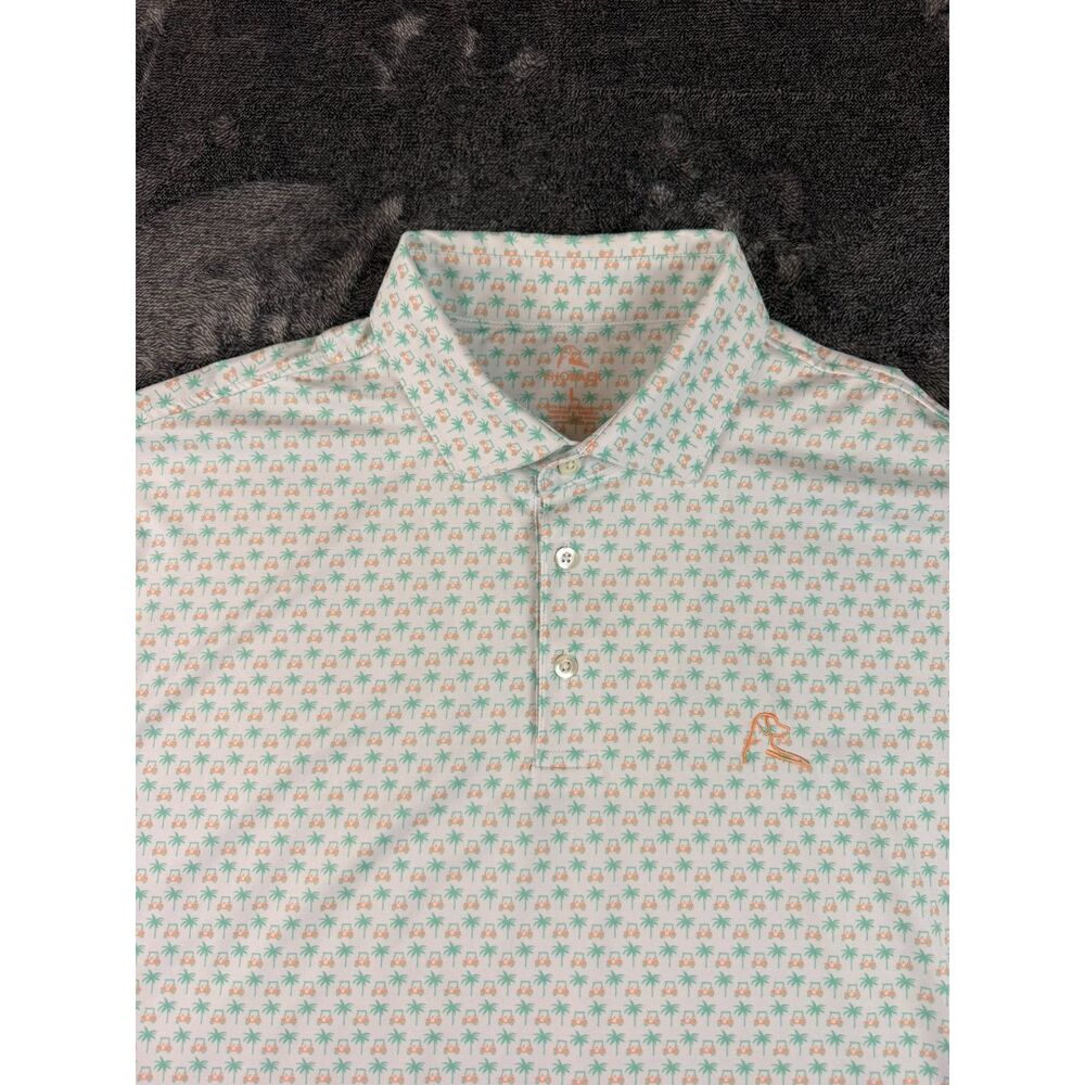 Rhoback "The Koopa" Performance Polo Palm Tree Golf Short Sleeve Men's L